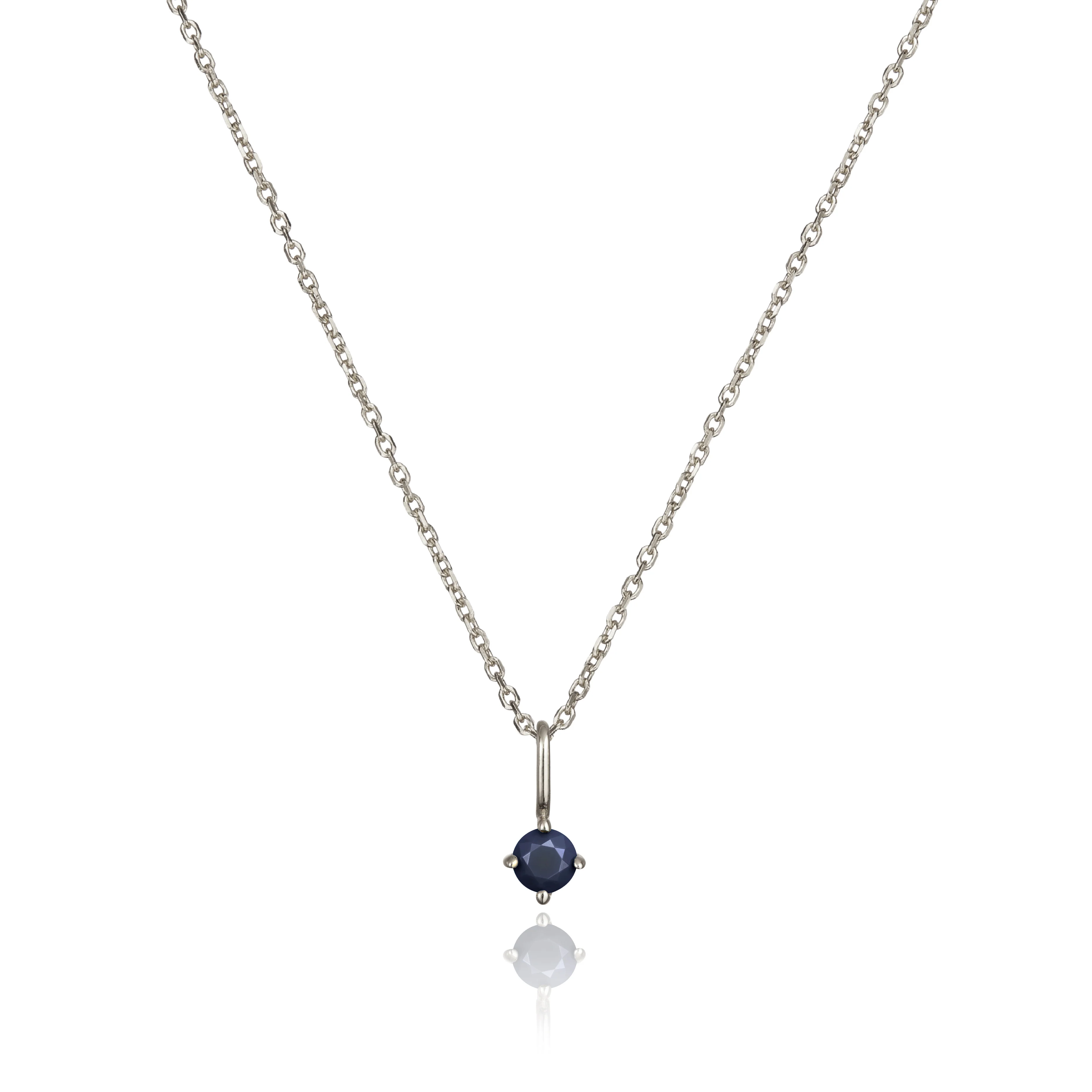 Solid White Gold Small Birthstone Pendant Necklace - Image 14