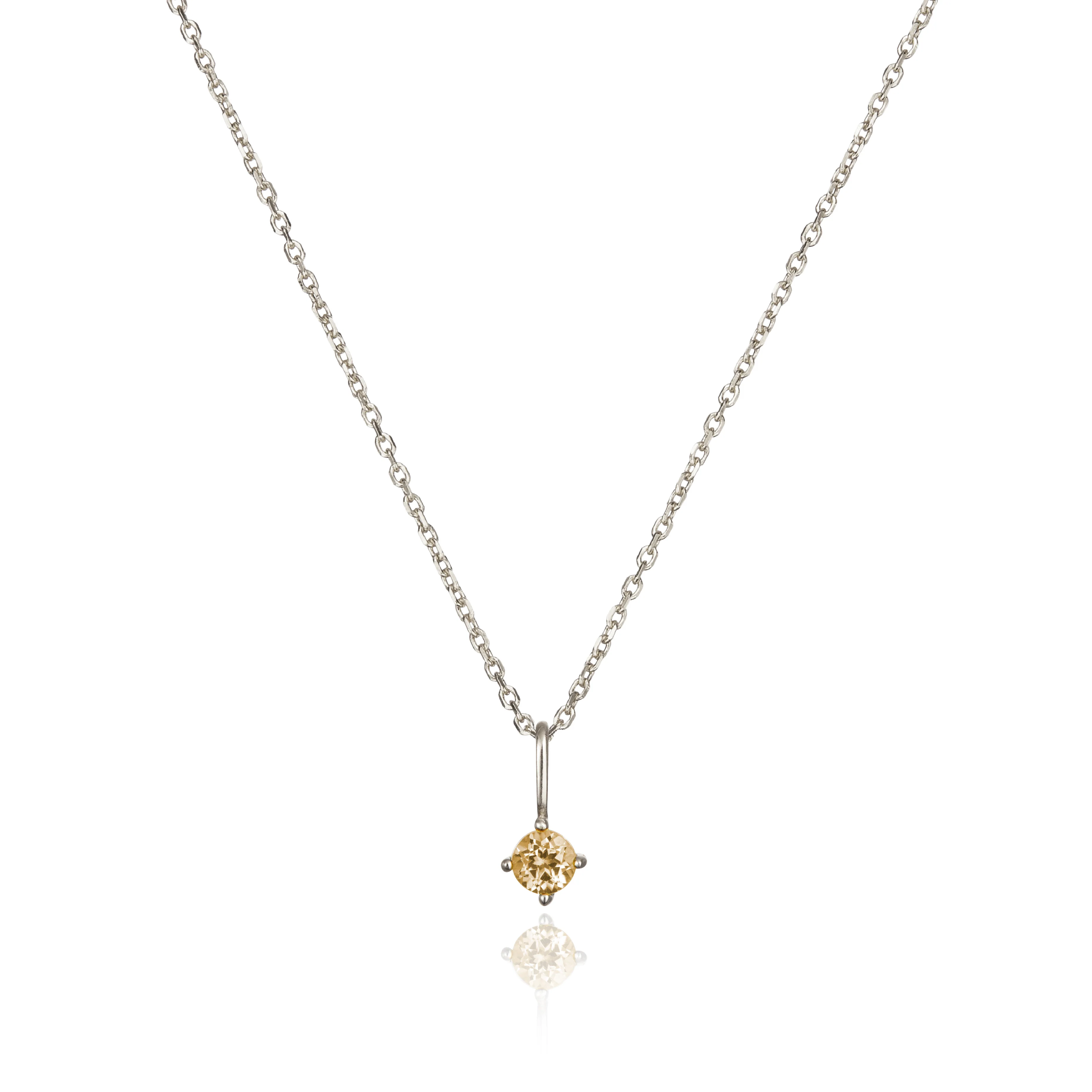 Solid White Gold Small Birthstone Pendant Necklace - Image 16