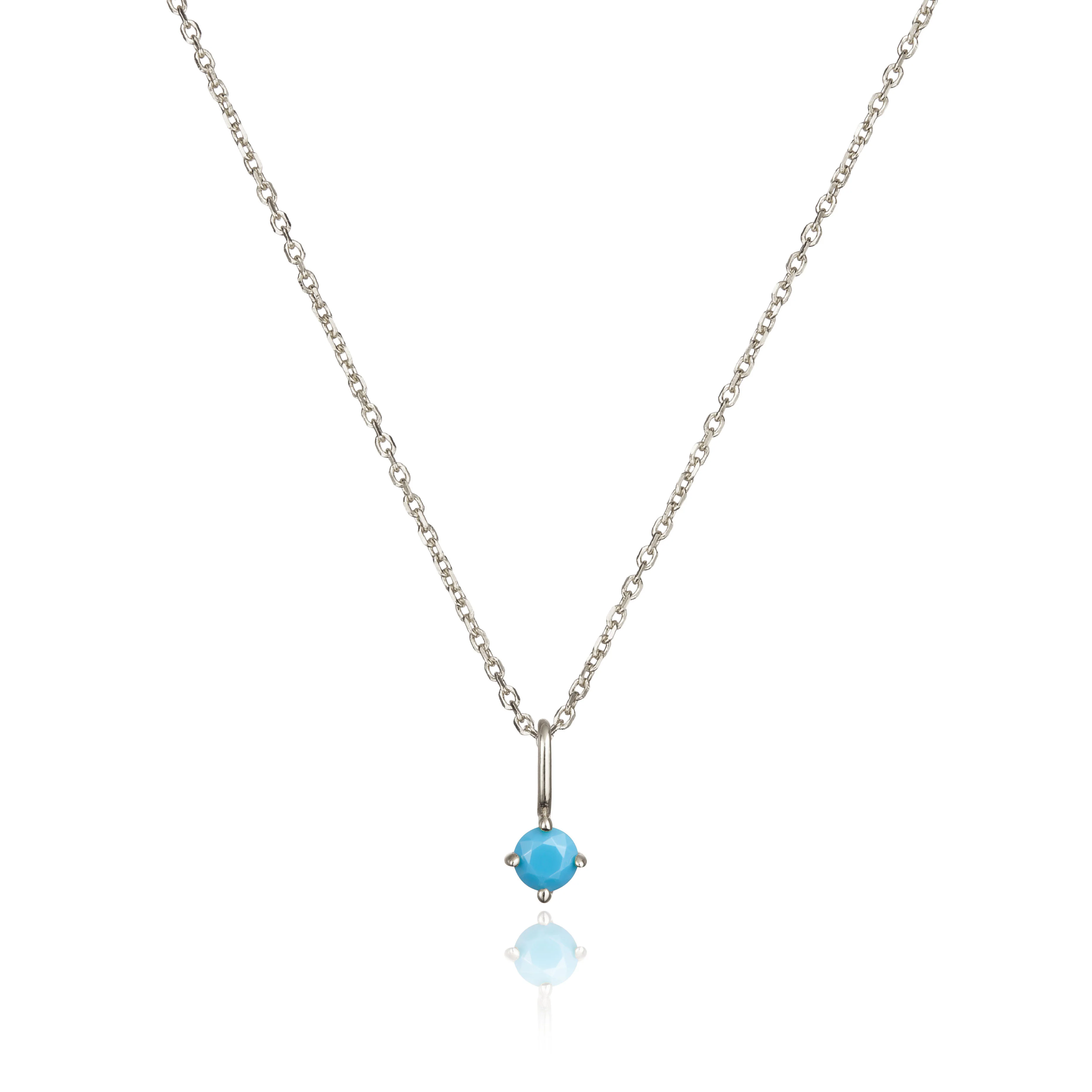 Solid White Gold Small Birthstone Pendant Necklace - Image 17
