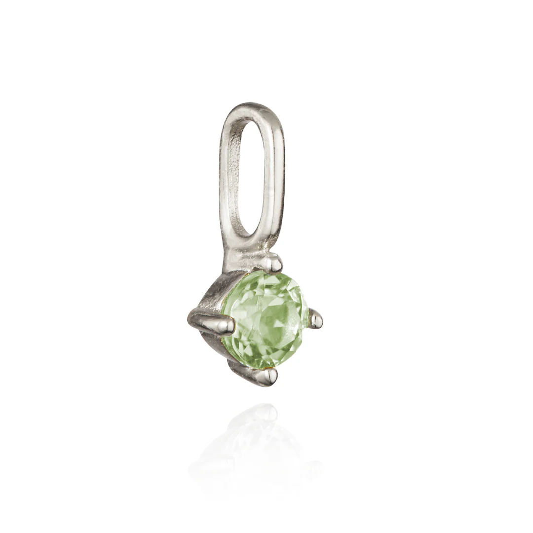 Solid White Gold Small Individual Birthstone Charm - Image 11