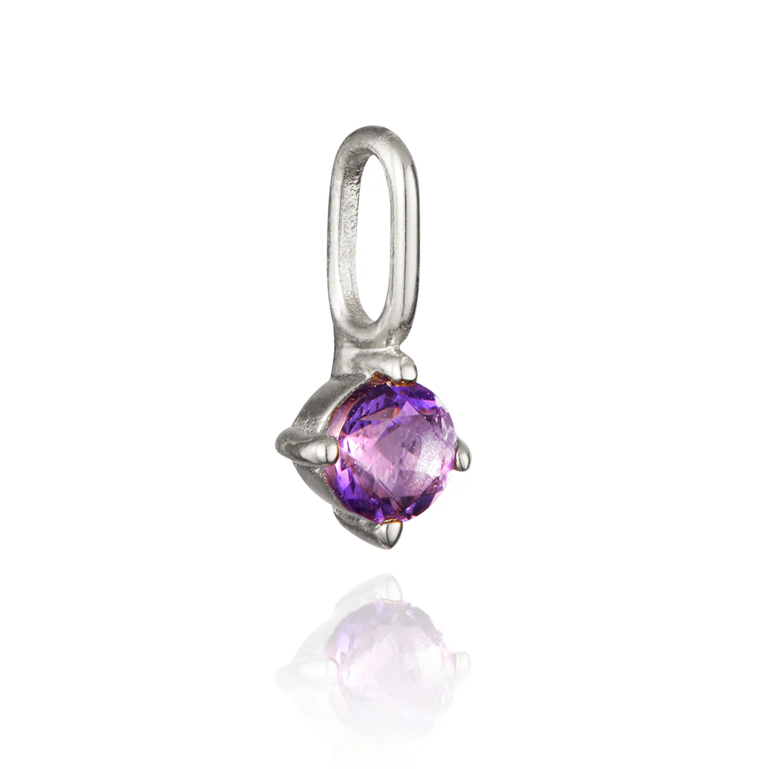 Solid White Gold Small Individual Birthstone Charm - Image 6